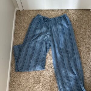 Elegant Blue Striped Women's Wide Leg Pants